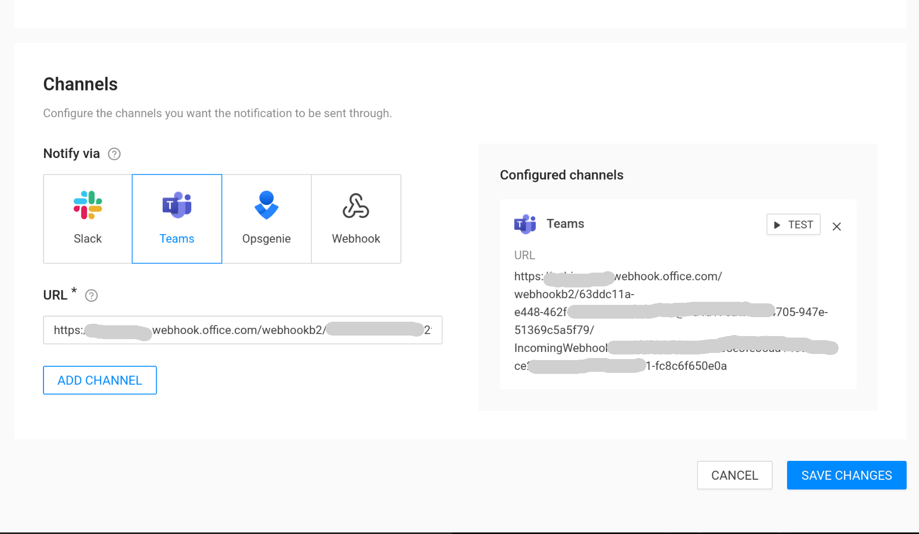Configurar canal de Teams